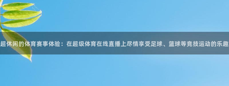 超休闲的体育赛事体验：在超级体育在线直播上尽情享受足球、篮球等竞技运动的乐趣